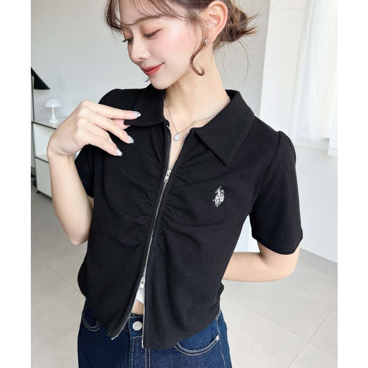 U.S.POLO ASSN.ワンポイント刺繍Wジップギャザーえり付きカーデ | moment+ | 詳細画像19 