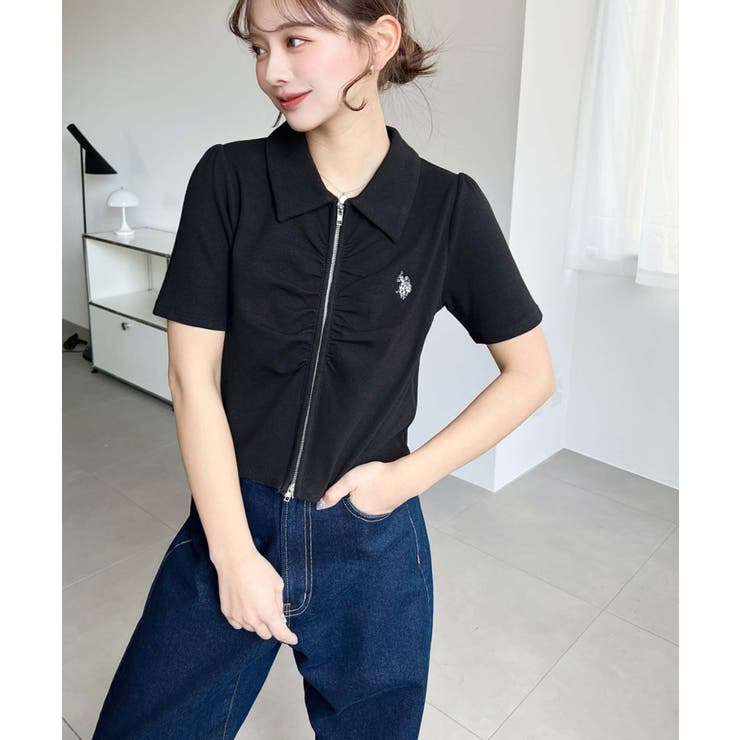 U.S.POLO ASSN.ワンポイント刺繍Wジップギャザーえり付きカーデ | moment+ | 詳細画像21 