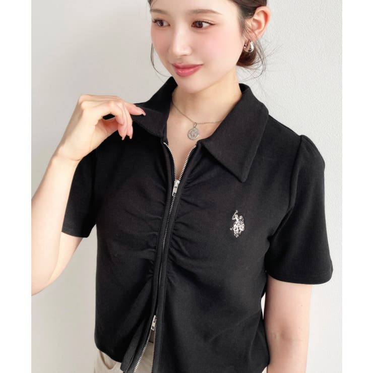 U.S.POLO ASSN.ワンポイント刺繍Wジップギャザーえり付きカーデ | moment+ | 詳細画像25 