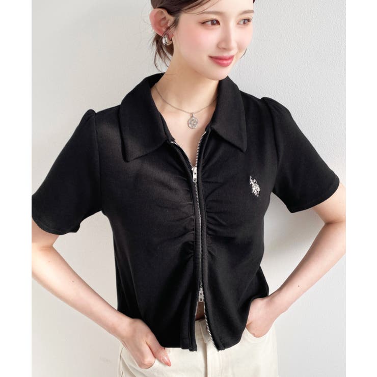 U.S.POLO ASSN.ワンポイント刺繍Wジップギャザーえり付きカーデ | moment+ | 詳細画像26 