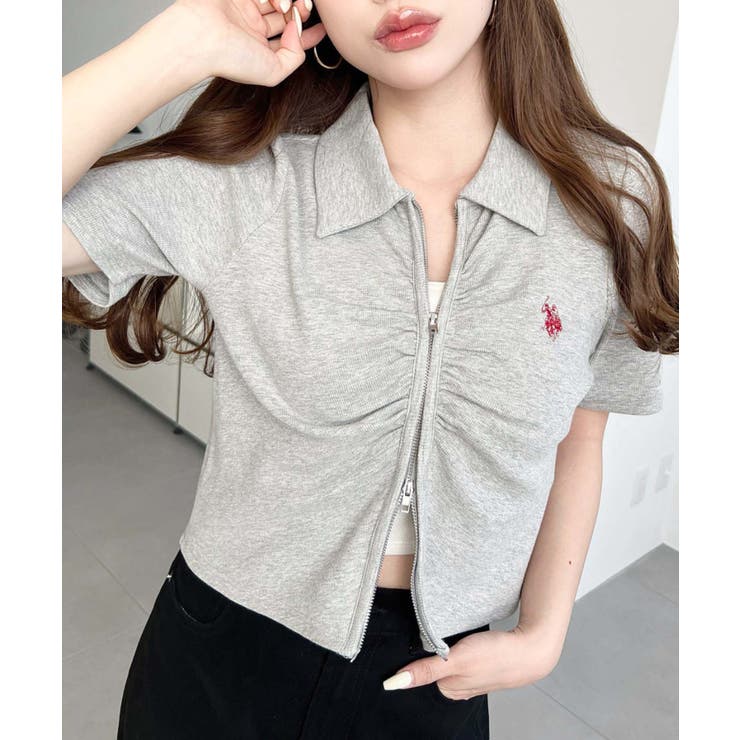 U.S.POLO ASSN.ワンポイント刺繍Wジップギャザーえり付きカーデ | moment+ | 詳細画像27 