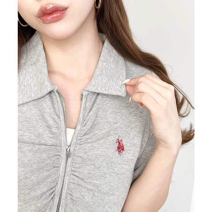 U.S.POLO ASSN.ワンポイント刺繍Wジップギャザーえり付きカーデ | moment+ | 詳細画像29 