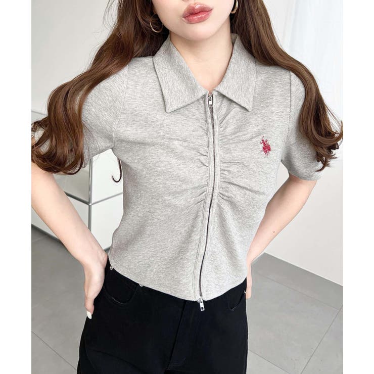 U.S.POLO ASSN.ワンポイント刺繍Wジップギャザーえり付きカーデ | moment+ | 詳細画像32 