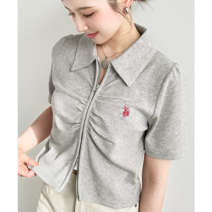 U.S.POLO ASSN.ワンポイント刺繍Wジップギャザーえり付きカーデ | moment+ | 詳細画像34 
