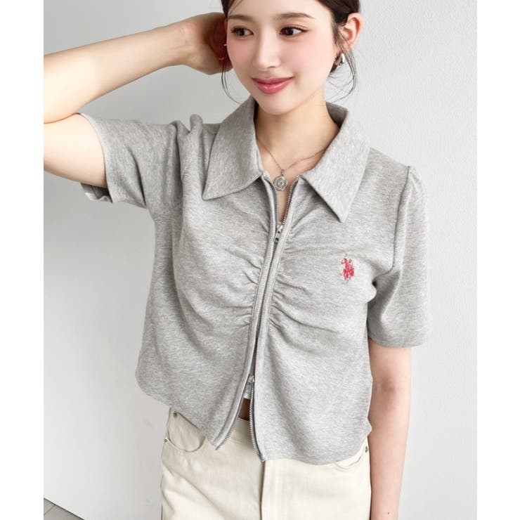 U.S.POLO ASSN.ワンポイント刺繍Wジップギャザーえり付きカーデ | moment+ | 詳細画像35 