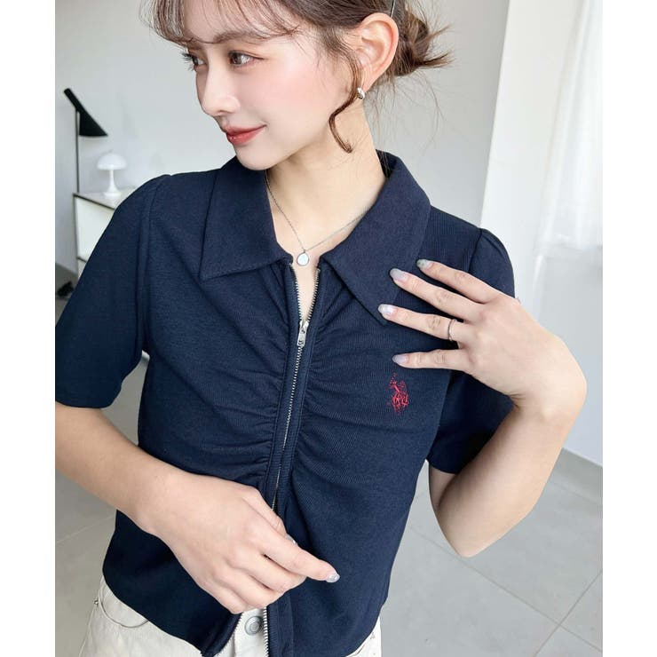 U.S.POLO ASSN.ワンポイント刺繍Wジップギャザーえり付きカーデ | moment+ | 詳細画像36 