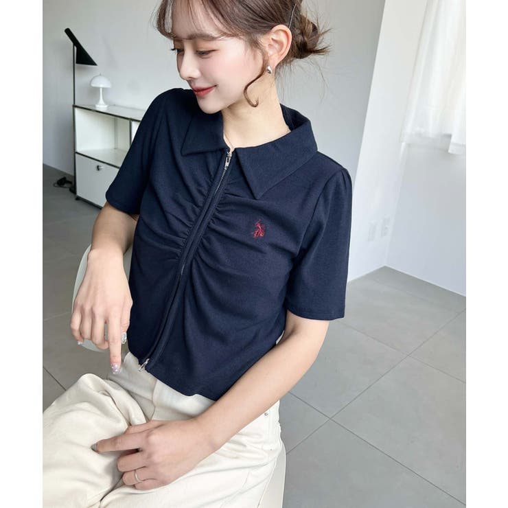 U.S.POLO ASSN.ワンポイント刺繍Wジップギャザーえり付きカーデ | moment+ | 詳細画像39 