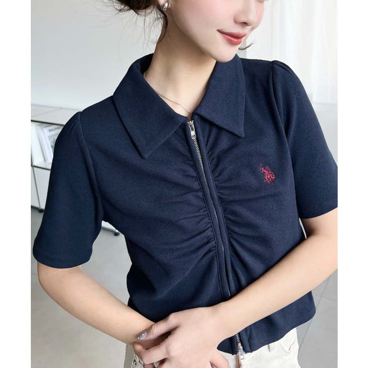 U.S.POLO ASSN.ワンポイント刺繍Wジップギャザーえり付きカーデ | moment+ | 詳細画像40 