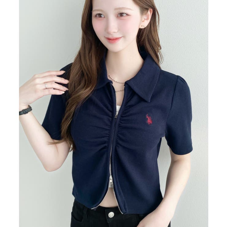 U.S.POLO ASSN.ワンポイント刺繍Wジップギャザーえり付きカーデ | moment+ | 詳細画像41 