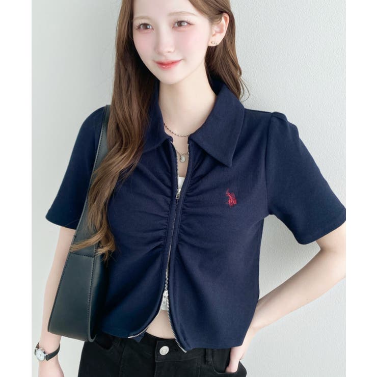 U.S.POLO ASSN.ワンポイント刺繍Wジップギャザーえり付きカーデ | moment+ | 詳細画像43 