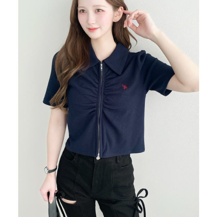 U.S.POLO ASSN.ワンポイント刺繍Wジップギャザーえり付きカーデ | moment+ | 詳細画像44 