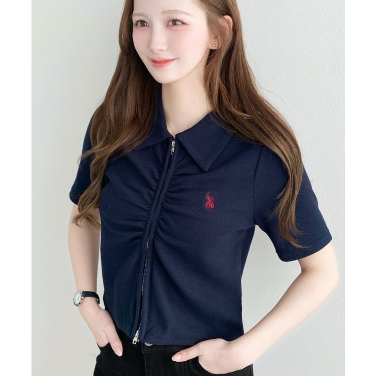 U.S.POLO ASSN.ワンポイント刺繍Wジップギャザーえり付きカーデ | moment+ | 詳細画像45 