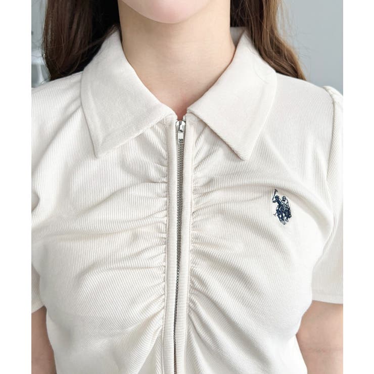 U.S.POLO ASSN.ワンポイント刺繍Wジップギャザーえり付きカーデ | moment+ | 詳細画像8 