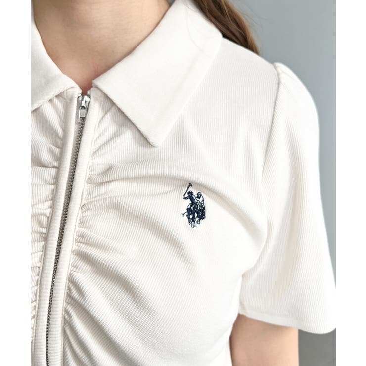 U.S.POLO ASSN.ワンポイント刺繍Wジップギャザーえり付きカーデ | moment+ | 詳細画像9 