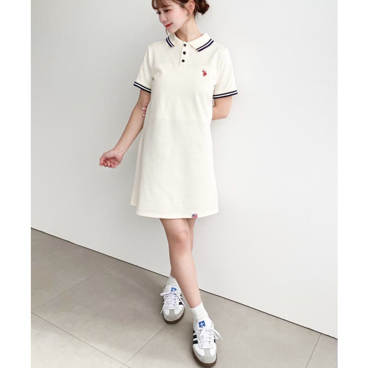 U.S.POLO ASSN.ワンポイント刺繍配色ライン半袖リブポロシャツワンピ | moment+ | 詳細画像11 