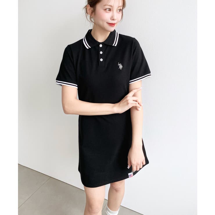 U.S.POLO ASSN.ワンポイント刺繍配色ライン半袖リブポロシャツワンピ | moment+ | 詳細画像19 
