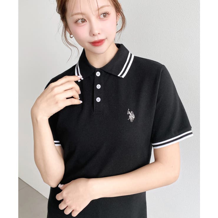 U.S.POLO ASSN.ワンポイント刺繍配色ライン半袖リブポロシャツワンピ | moment+ | 詳細画像20 