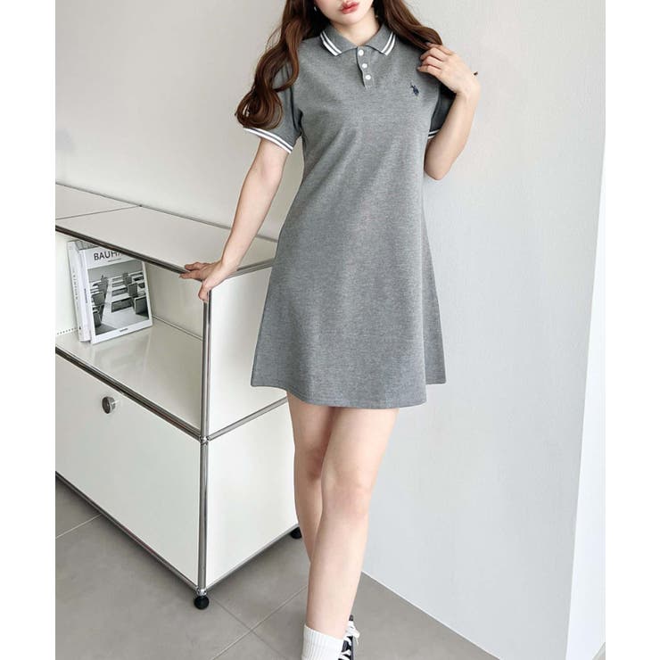 U.S.POLO ASSN.ワンポイント刺繍配色ライン半袖リブポロシャツワンピ | moment+ | 詳細画像17 