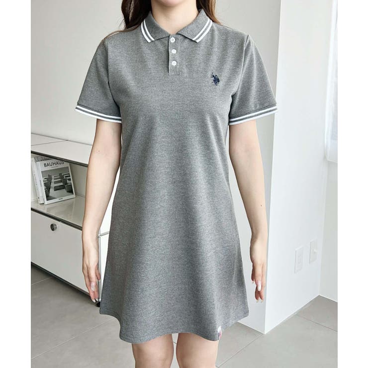 U.S.POLO ASSN.ワンポイント刺繍配色ライン半袖リブポロシャツワンピ | moment+ | 詳細画像18 