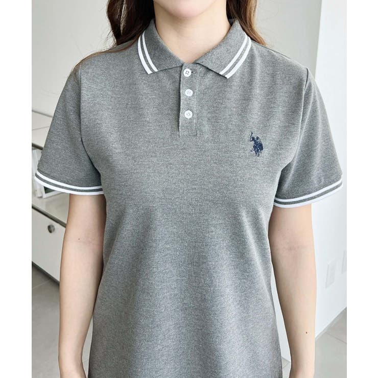 U.S.POLO ASSN.ワンポイント刺繍配色ライン半袖リブポロシャツワンピ | moment+ | 詳細画像19 