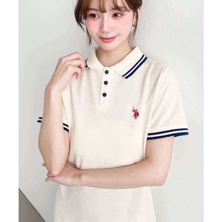 U.S.POLO ASSN.ワンポイント刺繍配色ライン半袖リブポロシャツワンピ | moment+ | 詳細画像3 