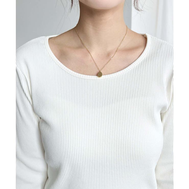 デコルテクルーネック長袖リブトップス | moment+ | 詳細画像7 