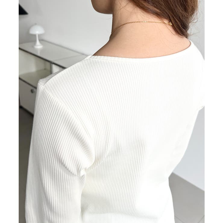 デコルテスクエアネック長袖リブトップス | moment+ | 詳細画像10 