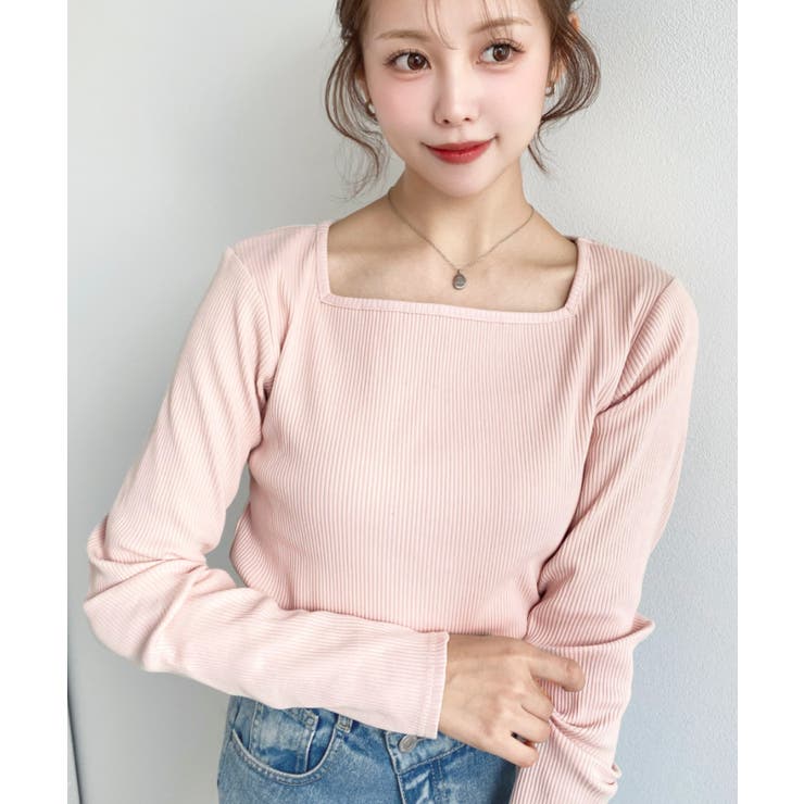 デコルテスクエアネック長袖リブトップス | moment+ | 詳細画像33 