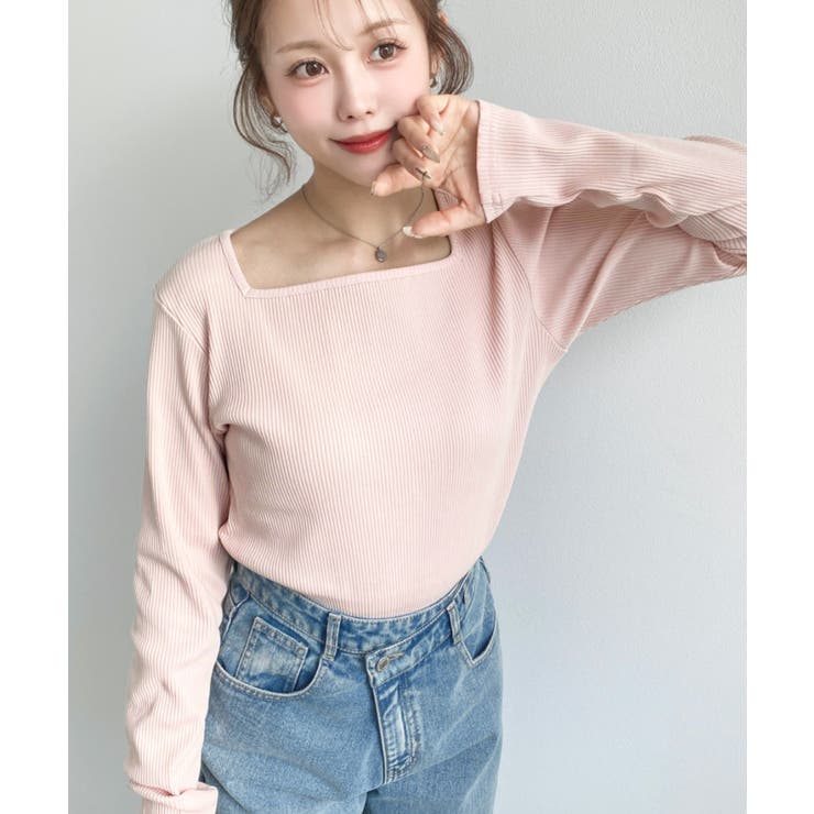 デコルテスクエアネック長袖リブトップス | moment+ | 詳細画像36 