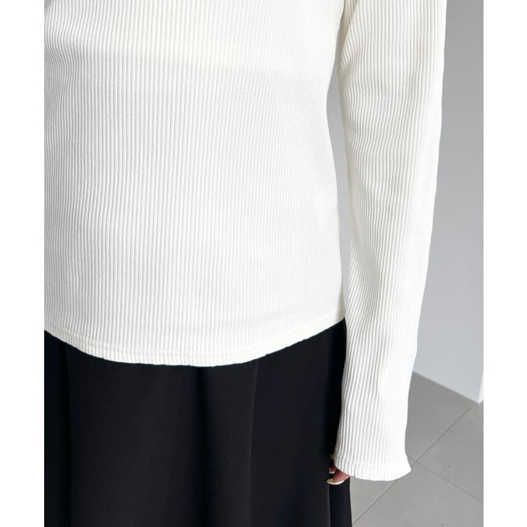 デコルテスクエアネック長袖リブトップス | moment+ | 詳細画像8 
