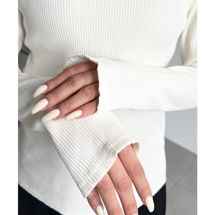 デコルテスクエアネック長袖リブトップス | moment+ | 詳細画像9 