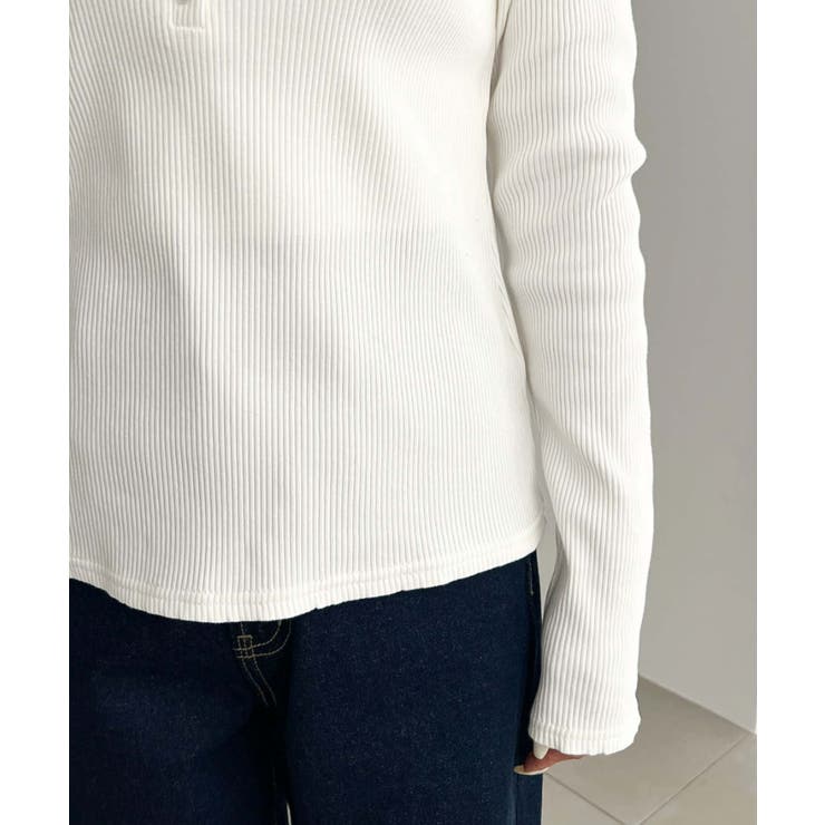 デコルテヘンリーネック長袖リブトップス | moment+ | 詳細画像15 