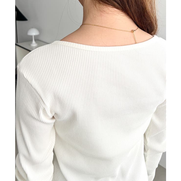 デコルテヘンリーネック長袖リブトップス | moment+ | 詳細画像16 