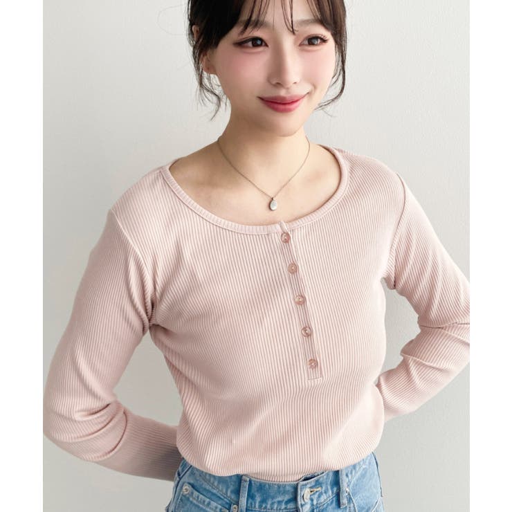 デコルテヘンリーネック長袖リブトップス | moment+ | 詳細画像37 