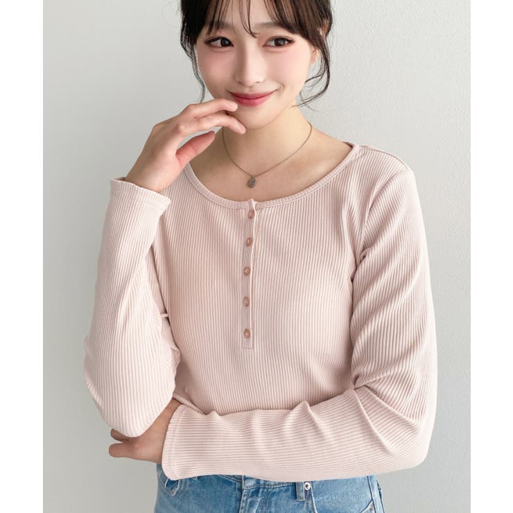 デコルテヘンリーネック長袖リブトップス | moment+ | 詳細画像38 