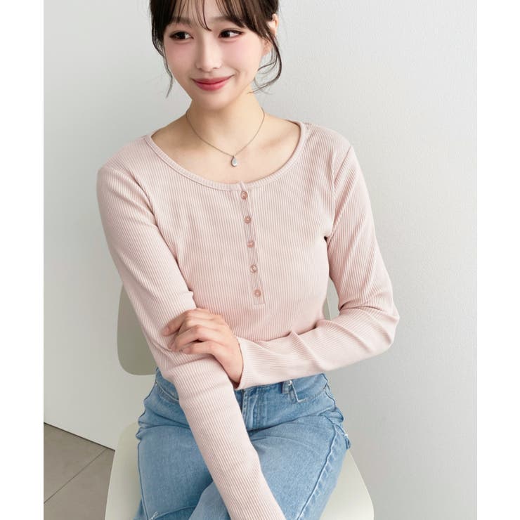 デコルテヘンリーネック長袖リブトップス | moment+ | 詳細画像40 