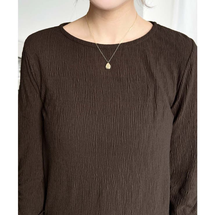 クルーネック袖ギャザー長袖シアークレープトップス | moment+ | 詳細画像24 