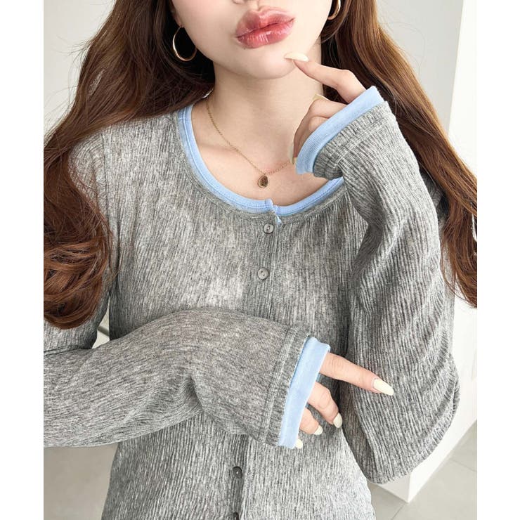 配色レイヤードライクシアークレープカーディガン | moment+ | 詳細画像7 