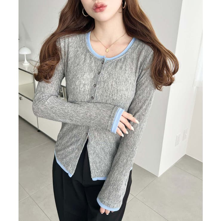 配色レイヤードライクシアークレープカーディガン | moment+ | 詳細画像8 