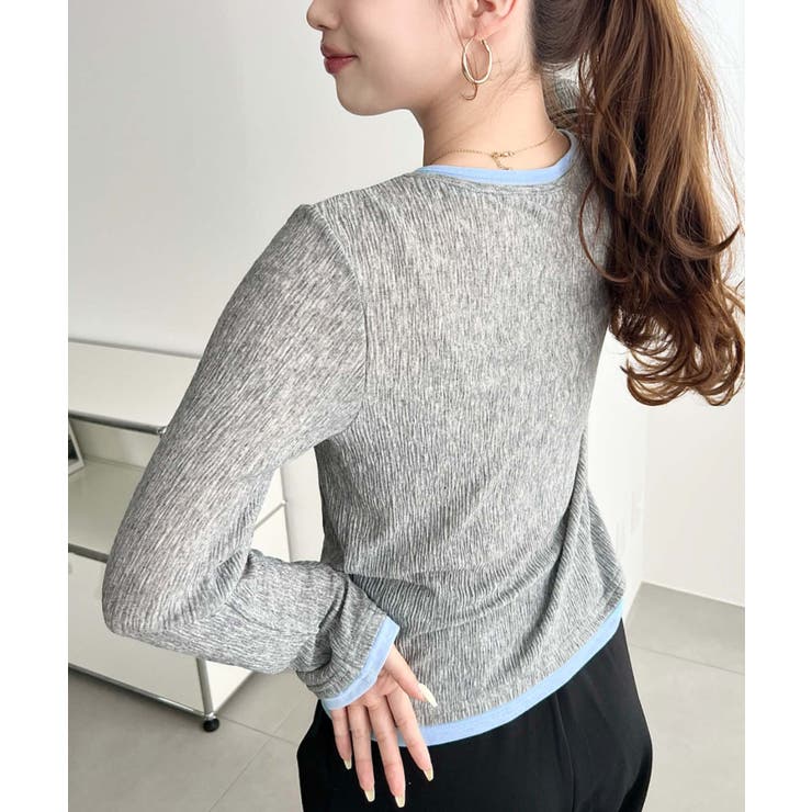 配色レイヤードライクシアークレープカーディガン | moment+ | 詳細画像11 