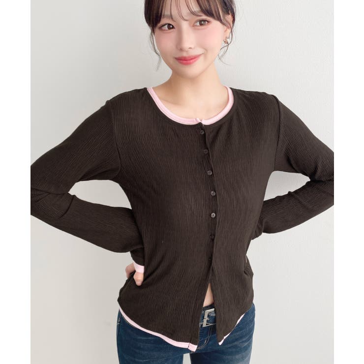 配色レイヤードライクシアークレープカーディガン | moment+ | 詳細画像19 