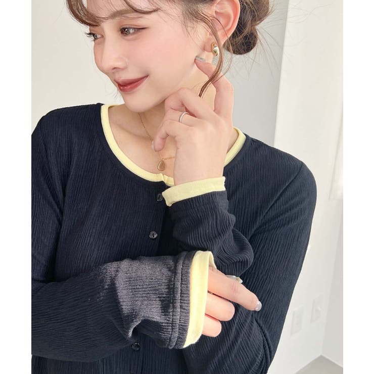 配色レイヤードライクシアークレープカーディガン | moment+ | 詳細画像27 