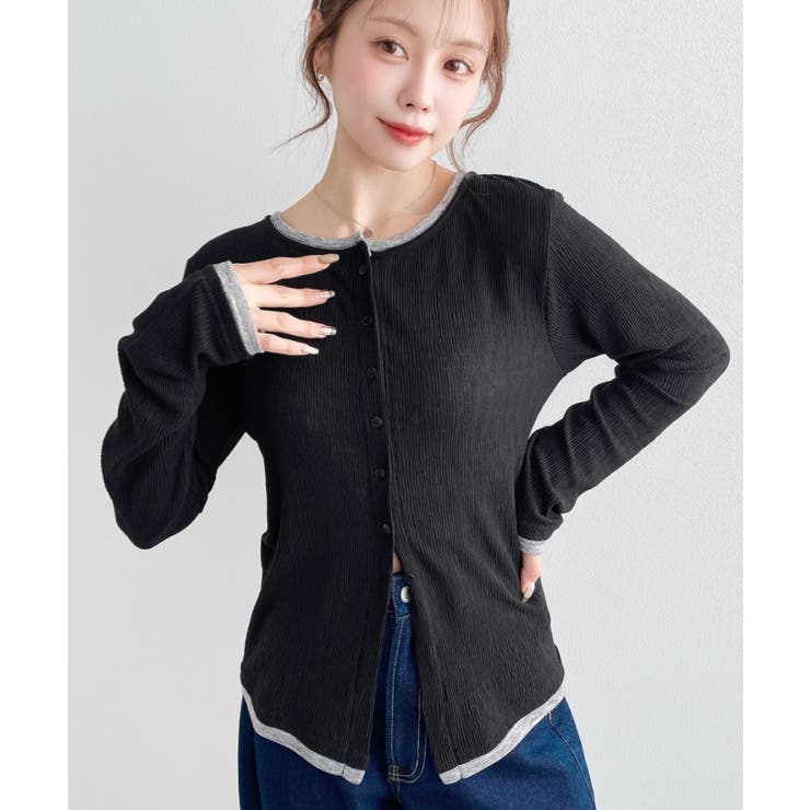 配色レイヤードライクシアークレープカーディガン | moment+ | 詳細画像4 