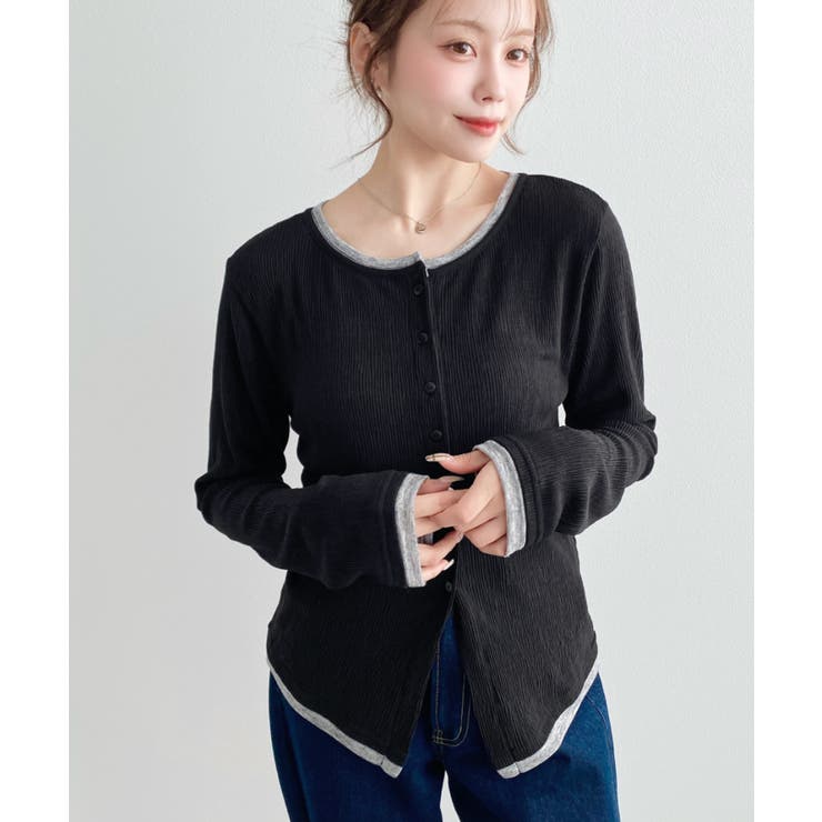 配色レイヤードライクシアークレープカーディガン | moment+ | 詳細画像5 