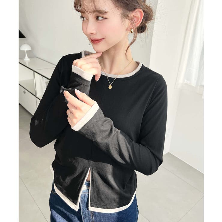 配色レイヤードライクセンタースリットシアープルオーバー | moment+ | 詳細画像10 