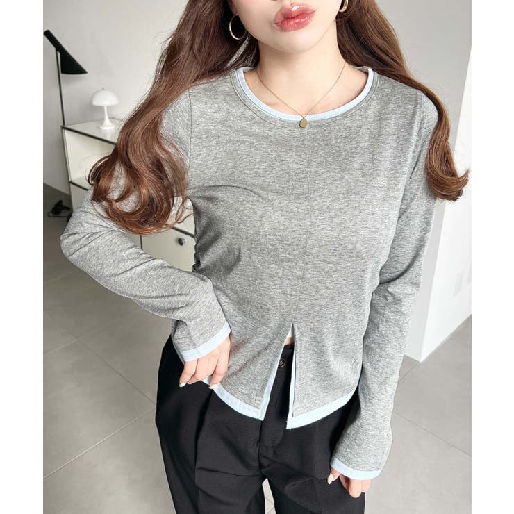 配色レイヤードライクセンタースリットシアープルオーバー | moment+ | 詳細画像11 