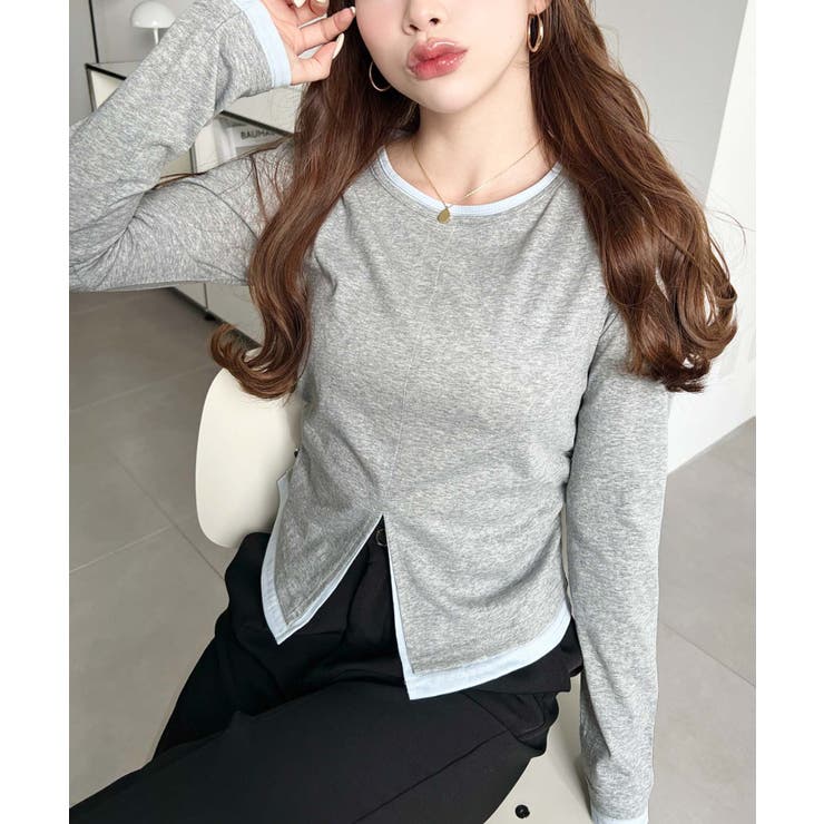 配色レイヤードライクセンタースリットシアープルオーバー | moment+ | 詳細画像13 