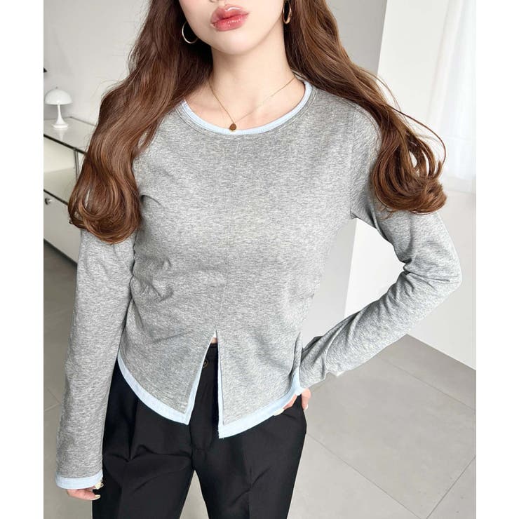 配色レイヤードライクセンタースリットシアープルオーバー | moment+ | 詳細画像14 