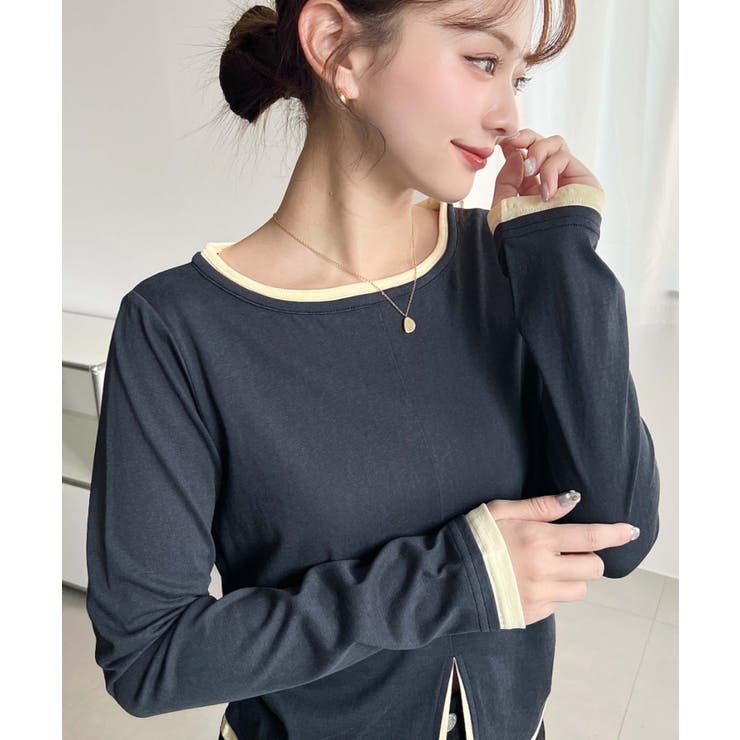 配色レイヤードライクセンタースリットシアープルオーバー | moment+ | 詳細画像18 