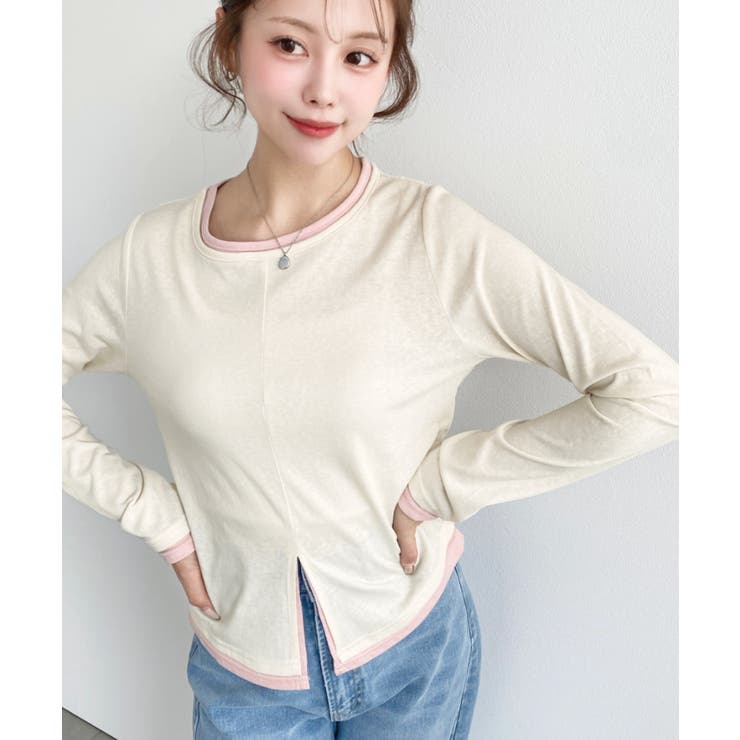 配色レイヤードライクセンタースリットシアープルオーバー | moment+ | 詳細画像2 